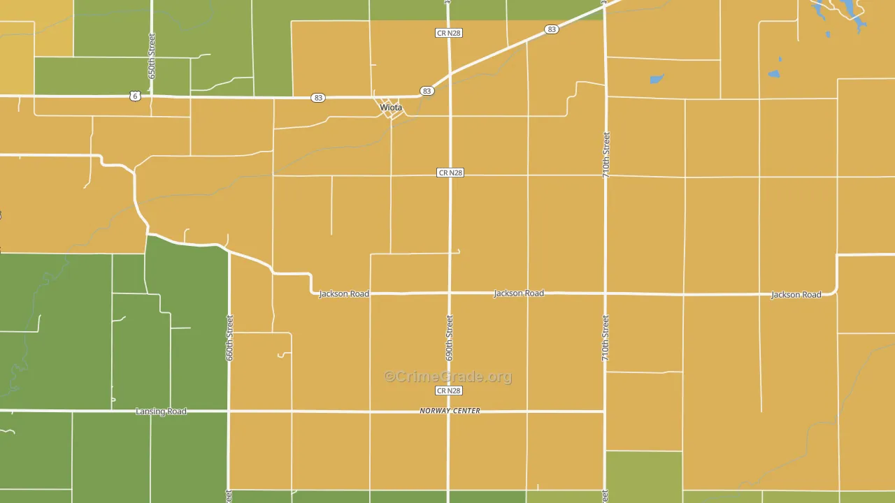 Wiota, IA Map of Vandalism Rates