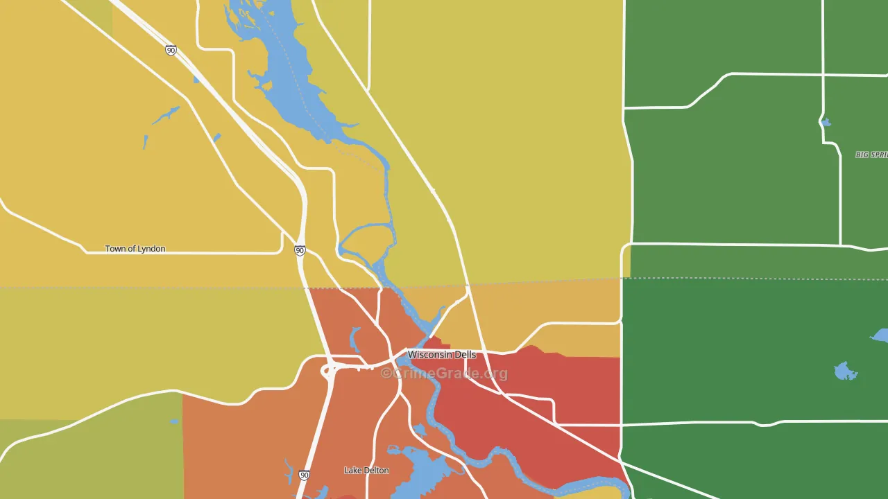 Wisconsin Dells, WI Map of Vandalism Rates