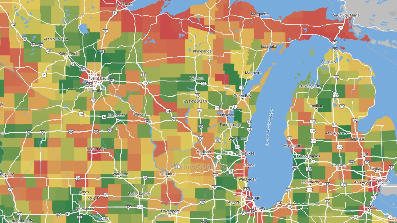 Wisconsin Map of Vandalism Rates