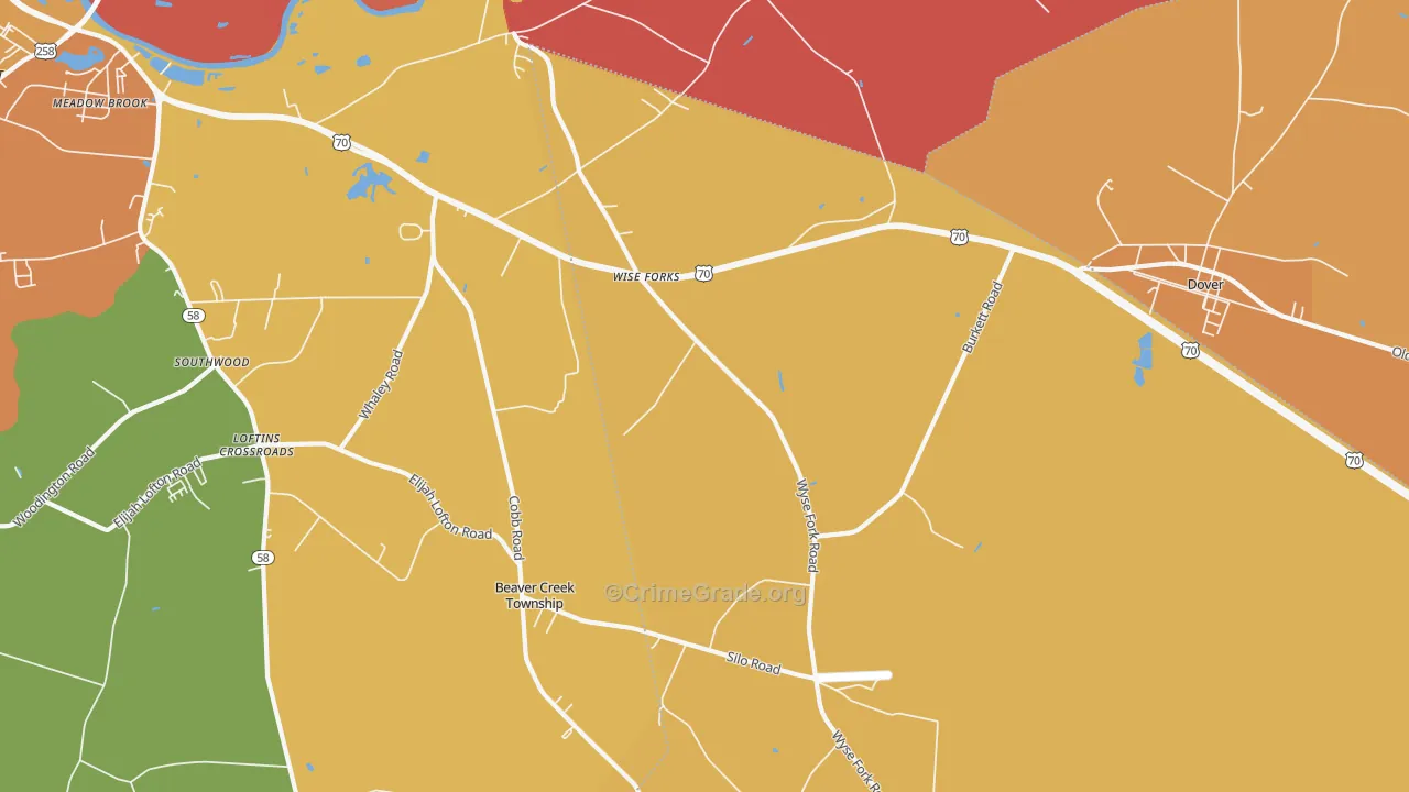 Wise Forks, NC Map of Vandalism Rates
