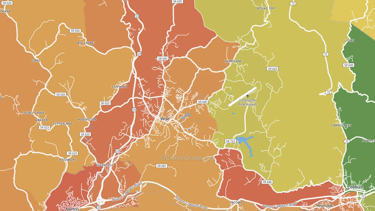 Wise, VA Map of Vandalism Rates