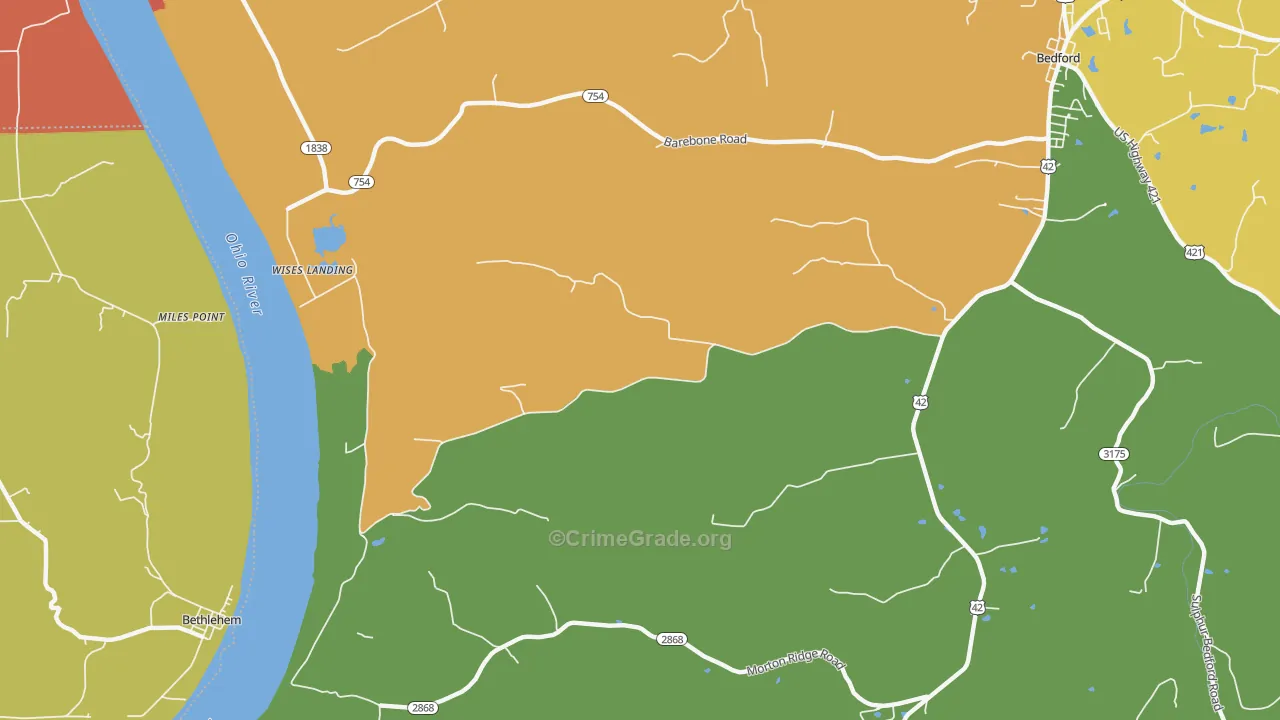 Wises Landing, KY Map of Vandalism Rates