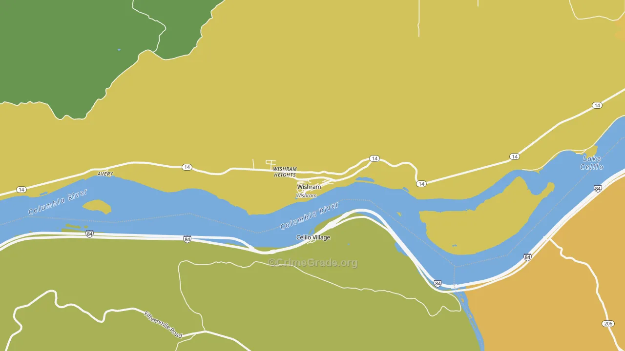 Wishram, WA Map of Vandalism Rates