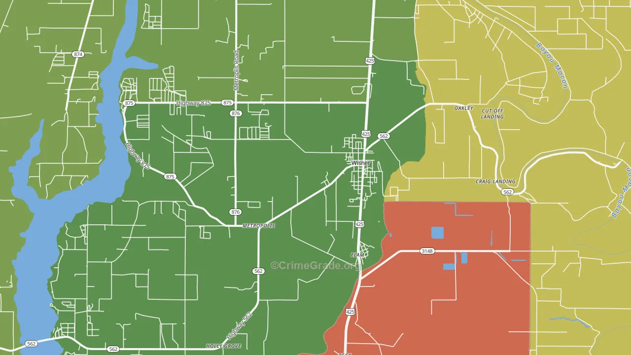 Wisner, LA Map of Vandalism Rates