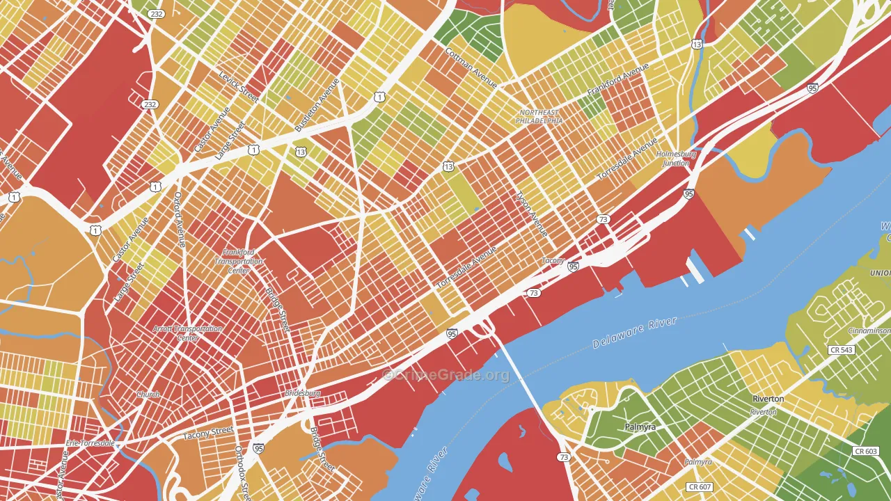 Wissanoning, Philadelphia, PA Map of Vandalism Rates