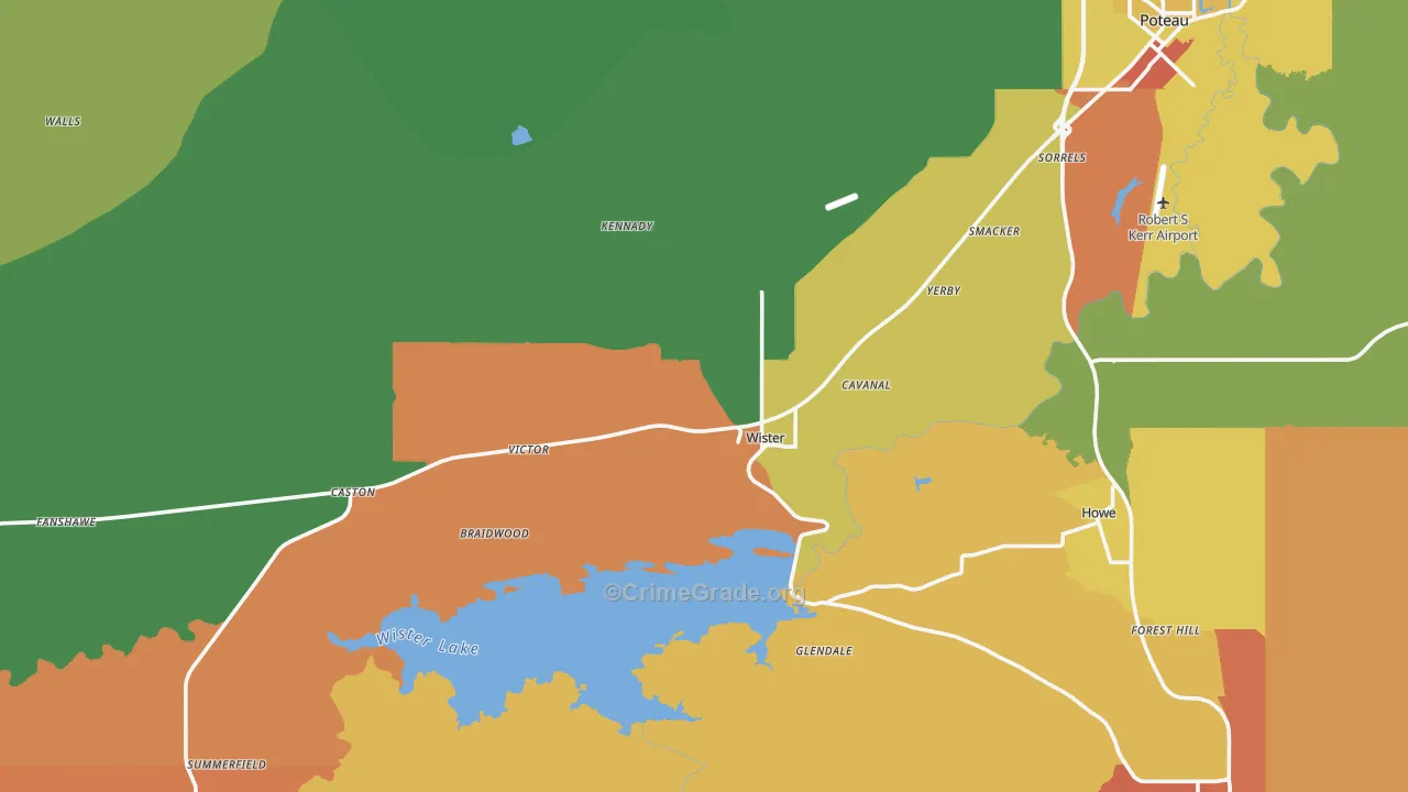 Wister, OK Map of Vandalism Rates