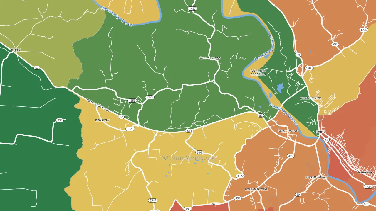 Witt Springs, KY Map of Vandalism Rates