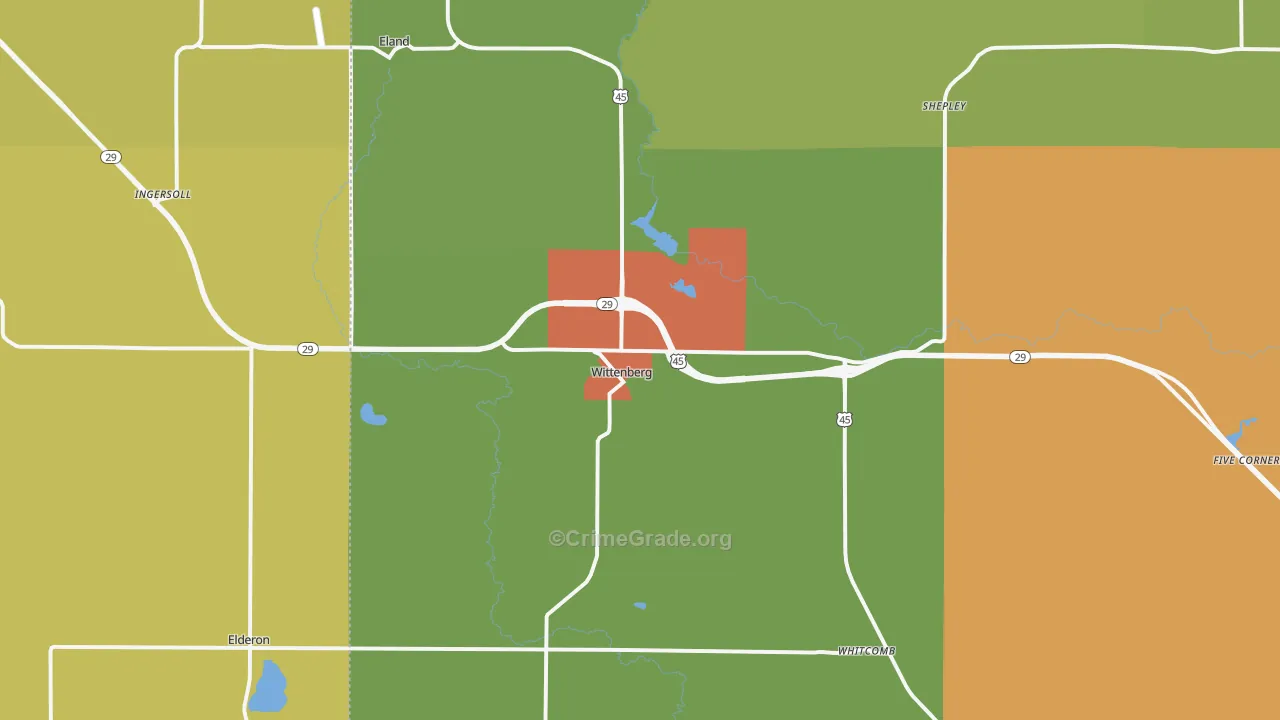 Wittenberg, WI Map of Vandalism Rates