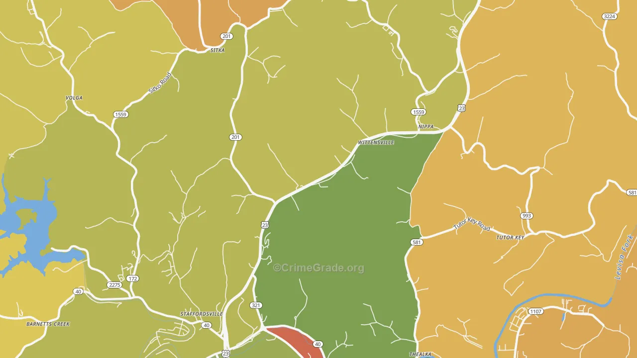 Wittensville, KY Map of Vandalism Rates