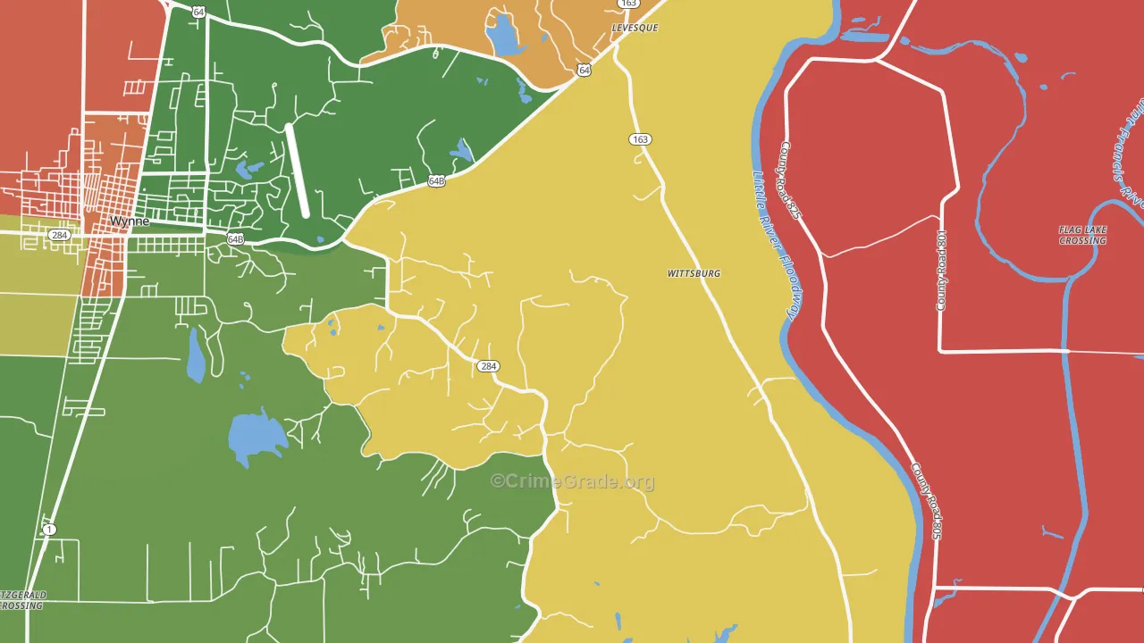 Wittsburg, AR Map of Vandalism Rates