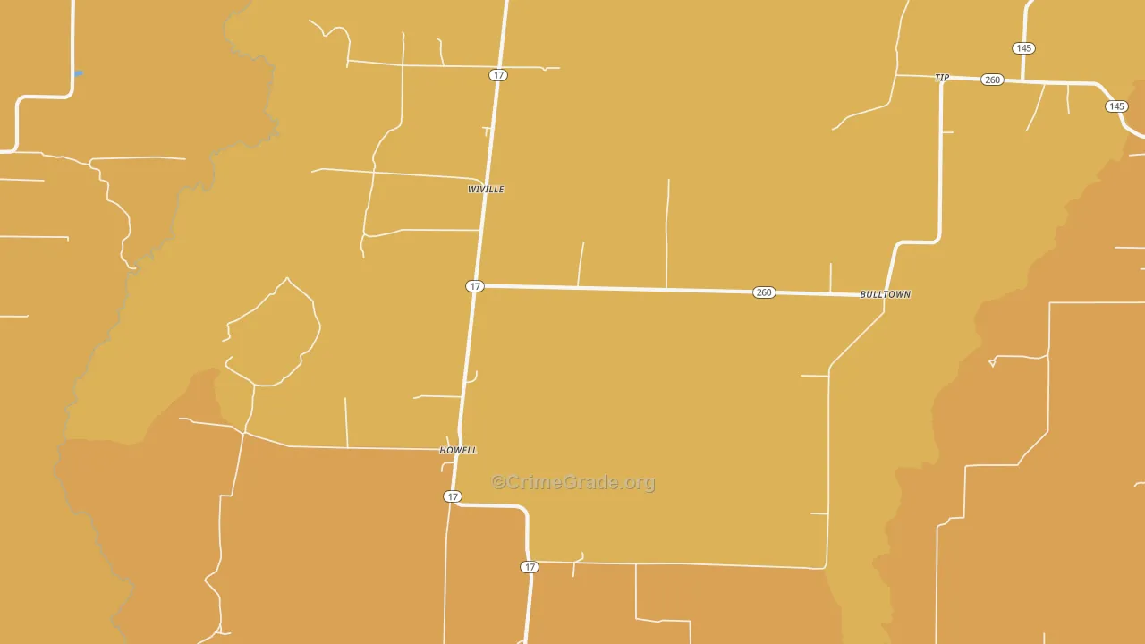 Wiville, AR Map of Vandalism Rates