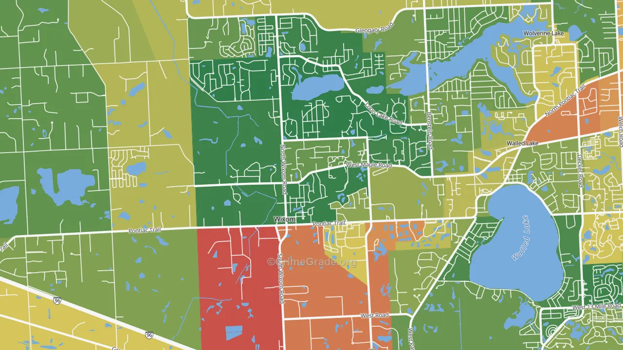 Wixom, MI Map of Vandalism Rates