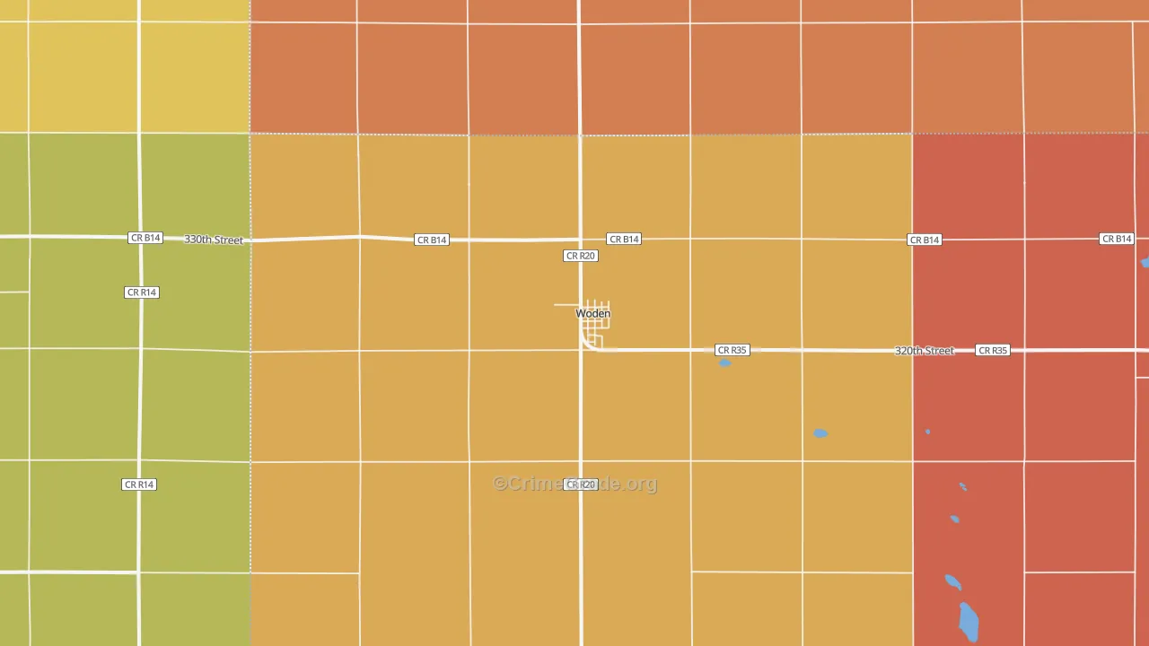 Woden, IA Map of Vandalism Rates