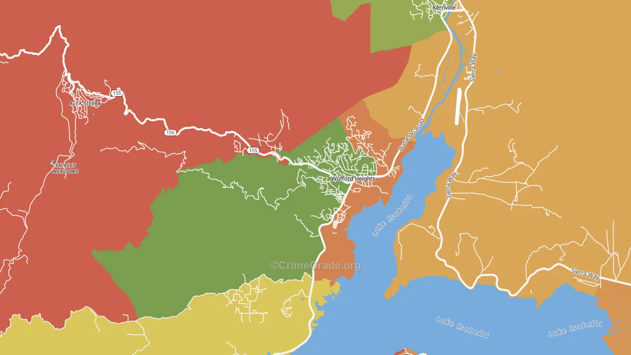 Wofford Heights, CA Map of Vandalism Rates