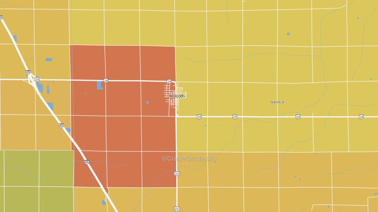 Wolcott, IN Map of Vandalism Rates