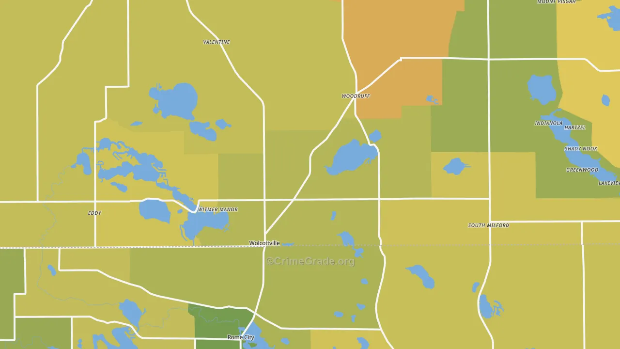 Wolcottville, IN Map of Vandalism Rates