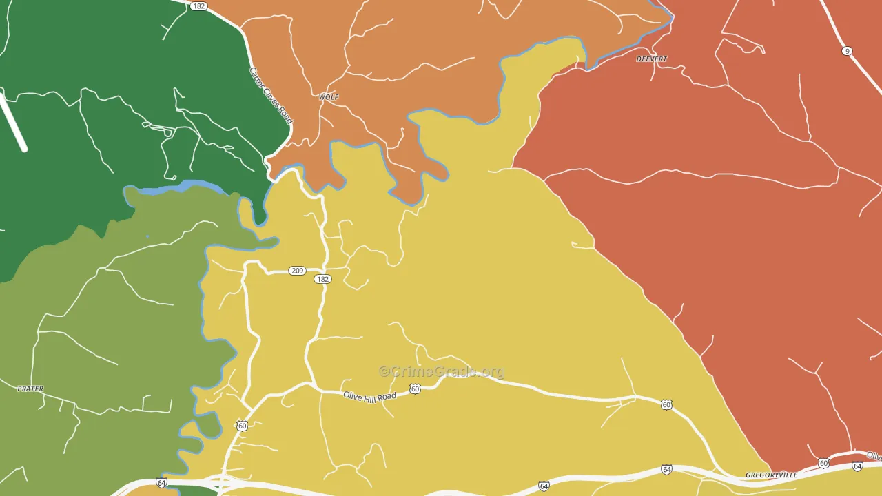 Wolf, KY Map of Vandalism Rates