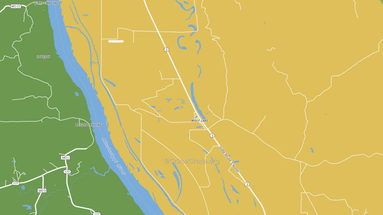 Wolf Lake, IL Map of Vandalism Rates