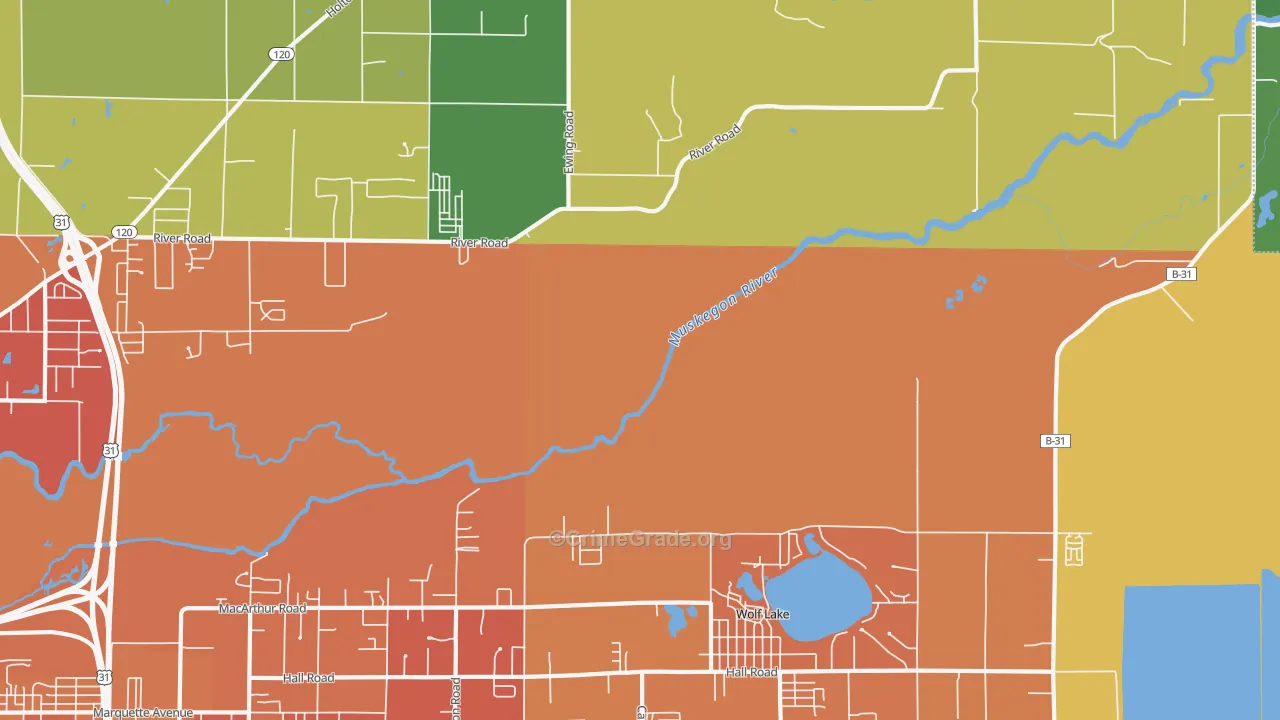 Wolf Lake, MI Map of Vandalism Rates
