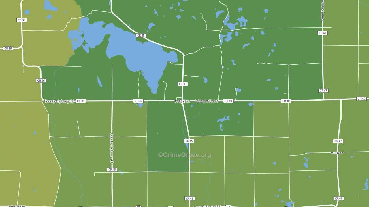Wolf Lake, MN Map of Vandalism Rates