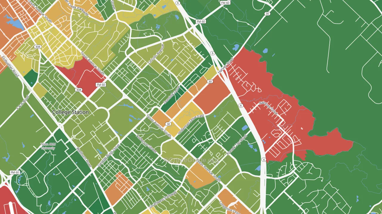 Wolf Pen Creek District, College Station, TX Map of Vandalism Rates