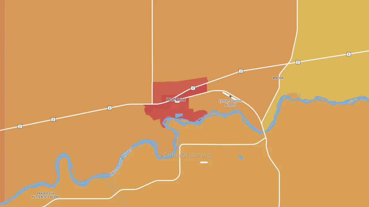 Wolf Point, MT Map of Vandalism Rates