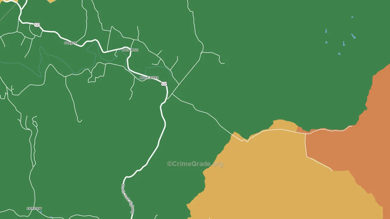 Wolf River, TN Map of Vandalism Rates