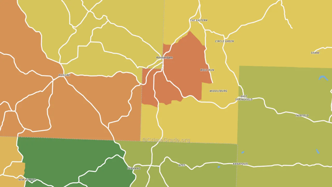Wolf Run, OH Map of Vandalism Rates