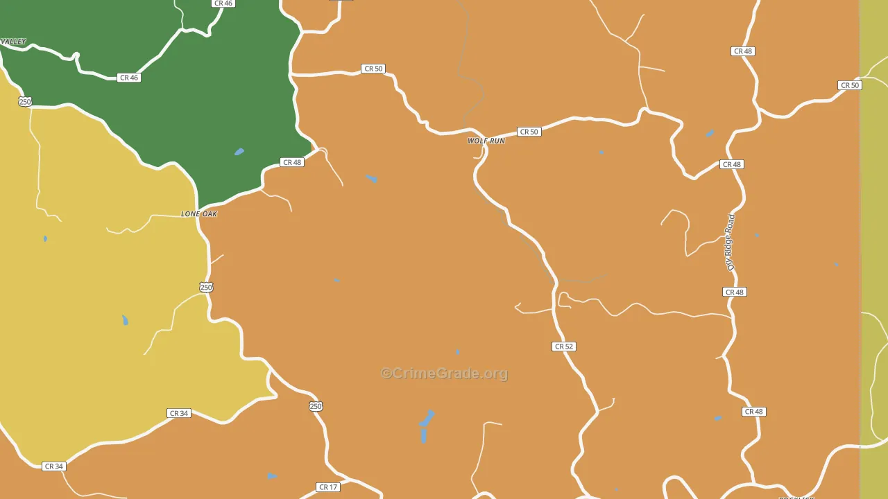 Wolf Run, WV Map of Vandalism Rates