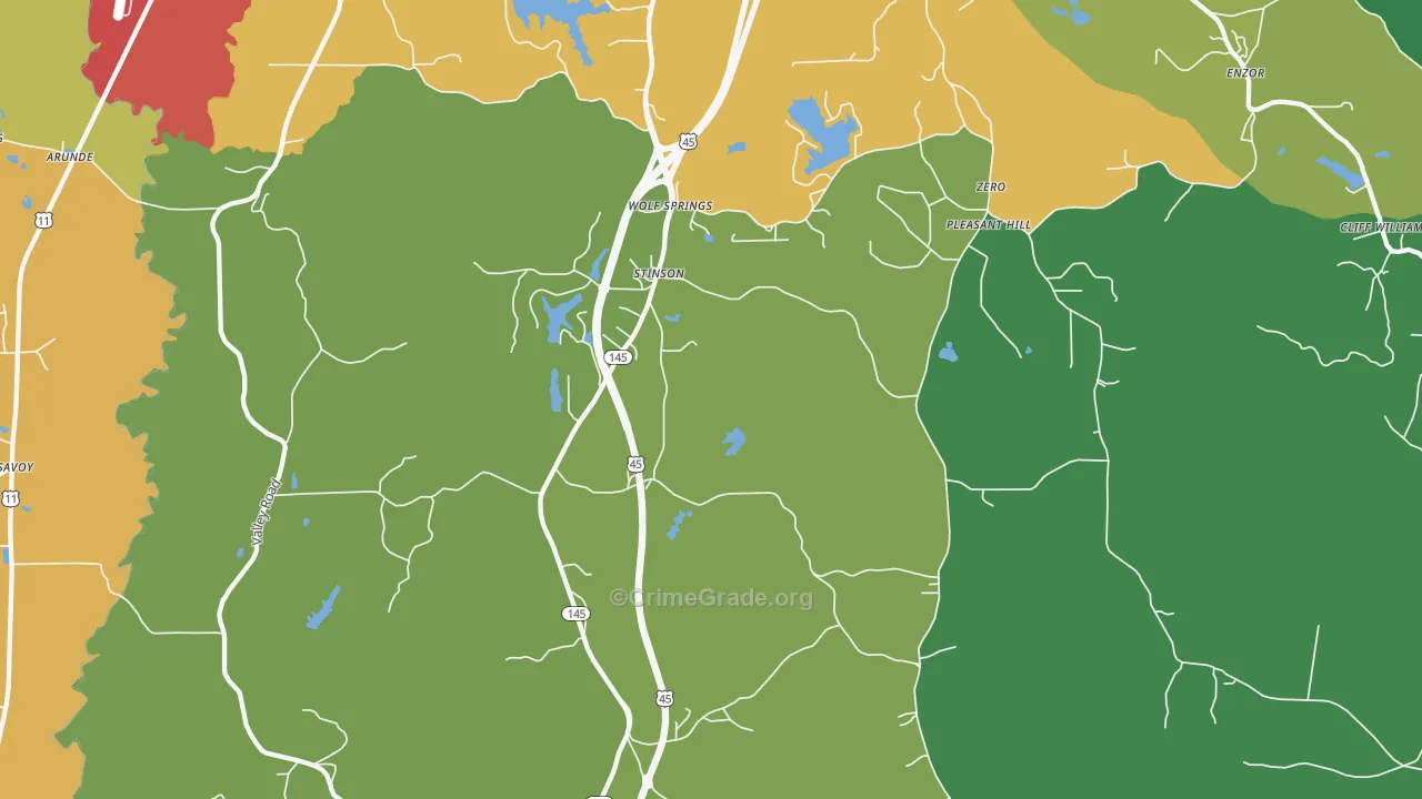 Wolf Springs, MS Map of Vandalism Rates