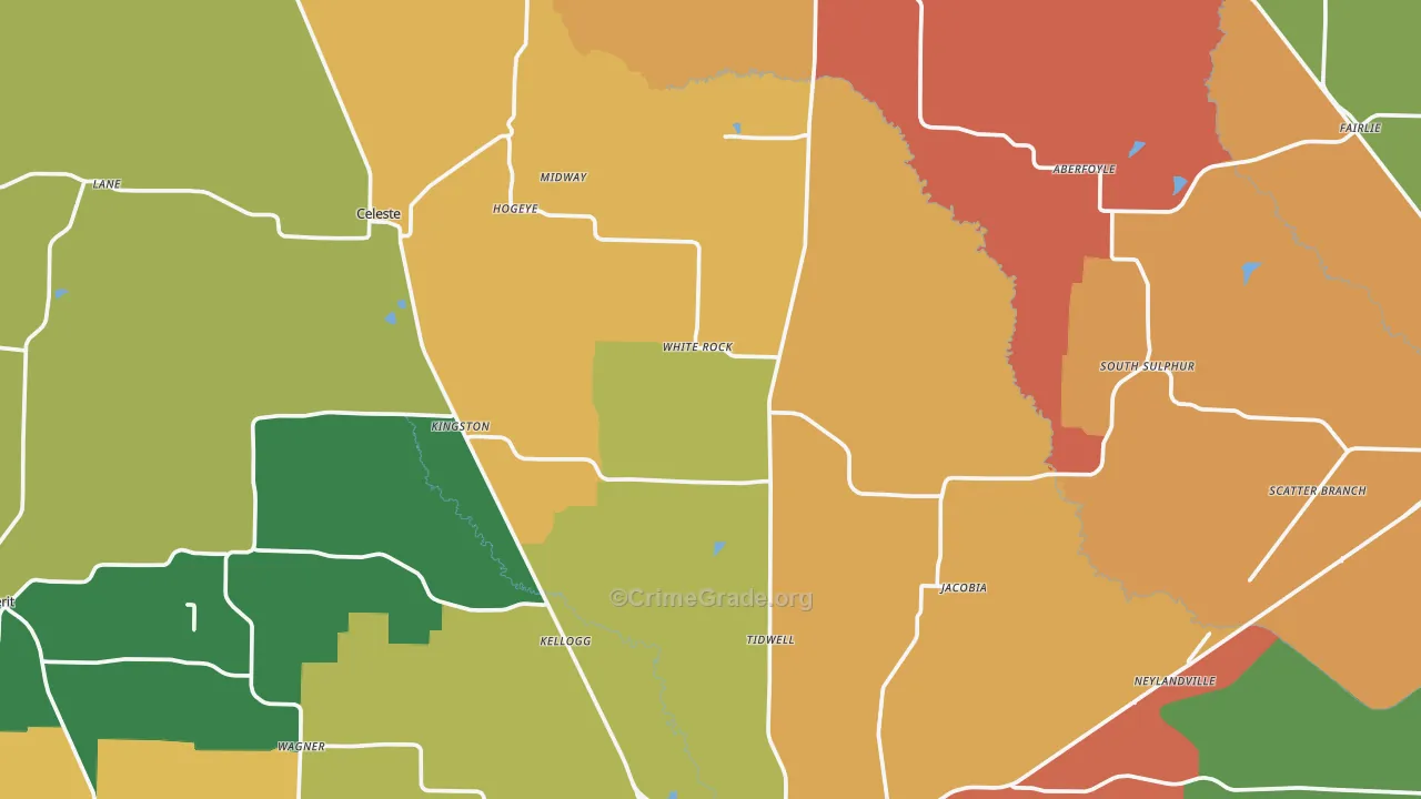Wolfe City, TX Map of Vandalism Rates