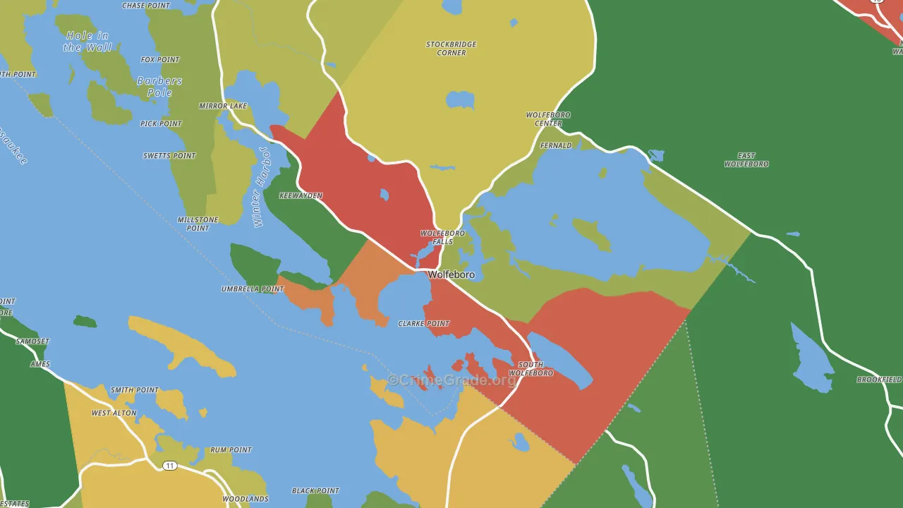 Wolfeboro Falls, NH Map of Vandalism Rates