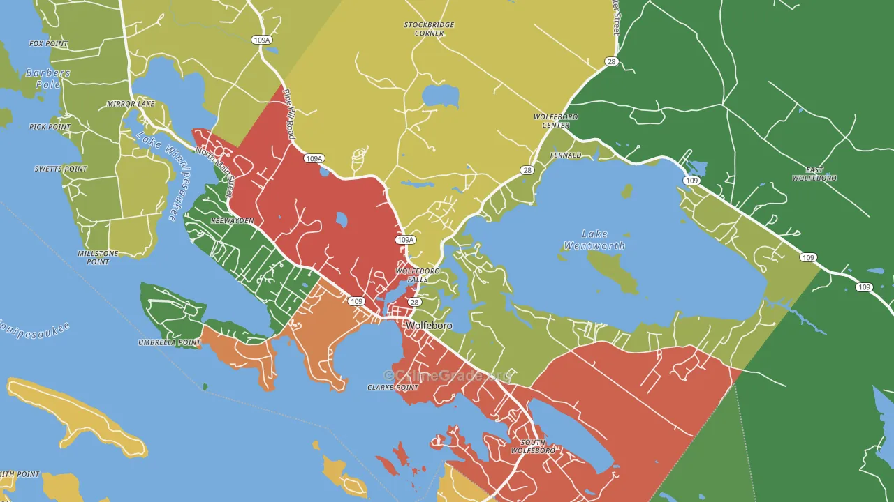 Wolfeboro, NH Map of Vandalism Rates