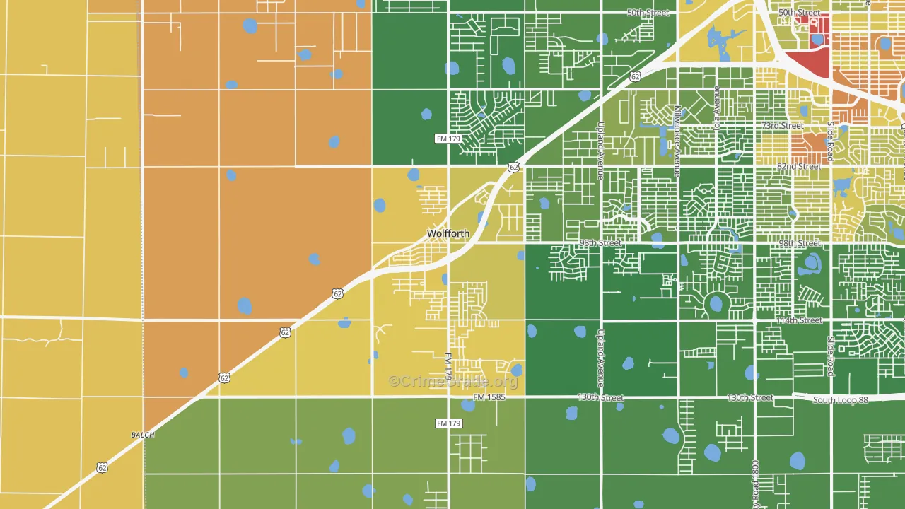 Wolfforth, TX Map of Vandalism Rates
