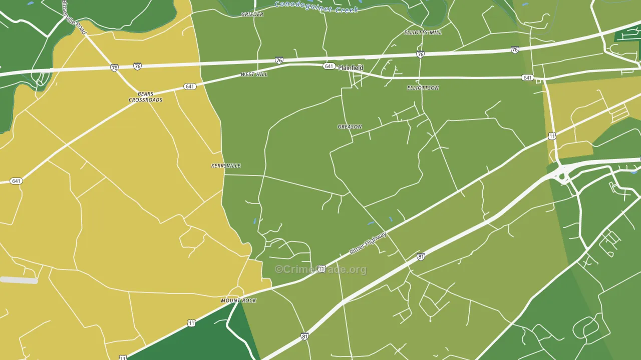 Wolfs Crossroads, PA Map of Vandalism Rates