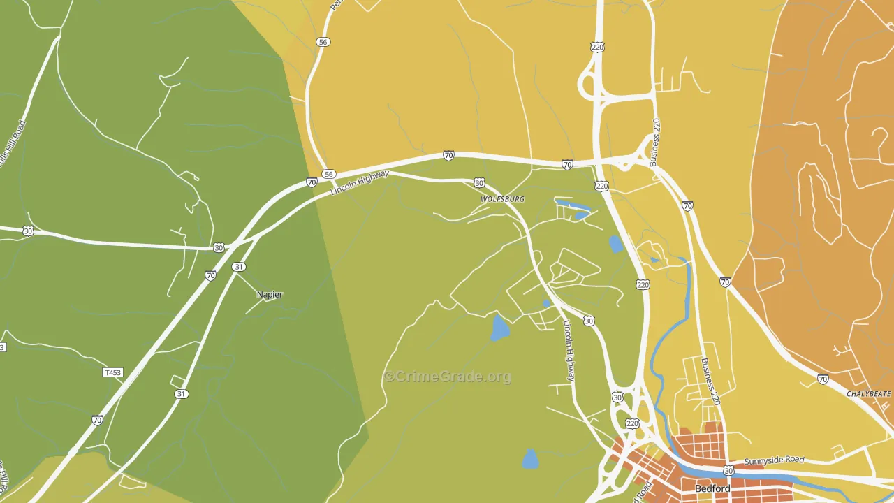 Wolfsburg, PA Map of Vandalism Rates