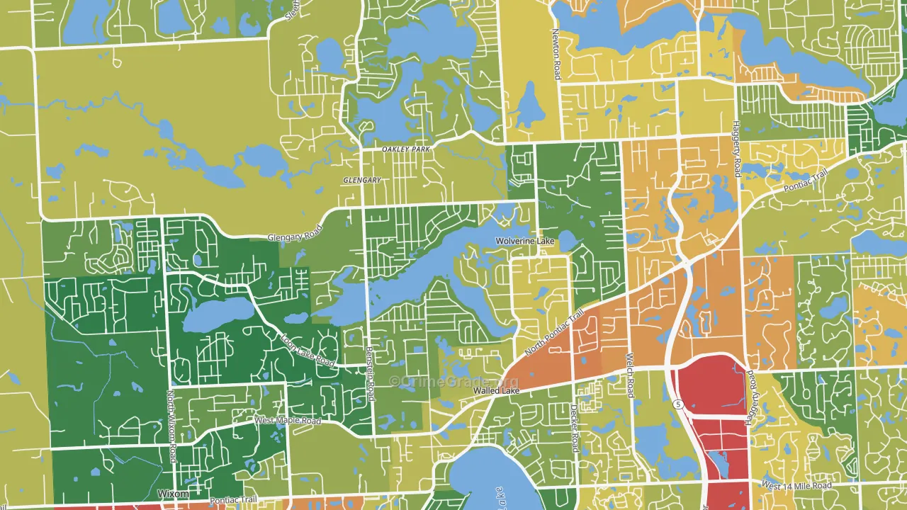 Wolverine Lake, MI Map of Vandalism Rates