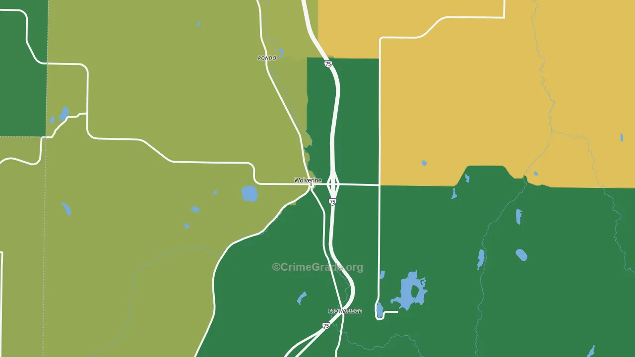 Wolverine, MI Map of Vandalism Rates