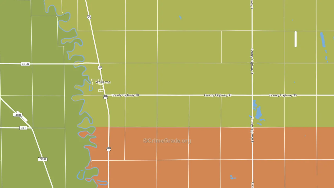 Wolverton, MN Map of Vandalism Rates