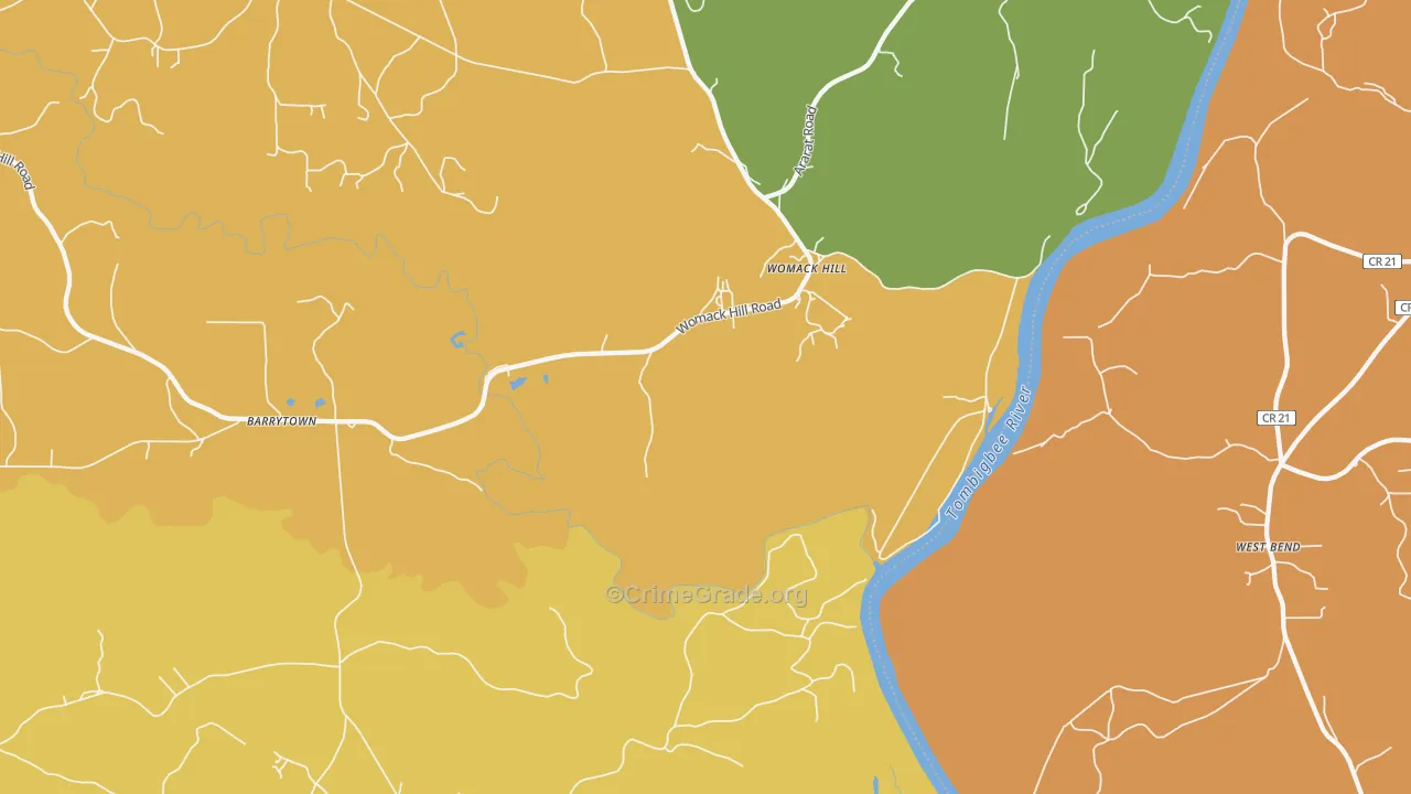 Womack Hill, AL Map of Vandalism Rates