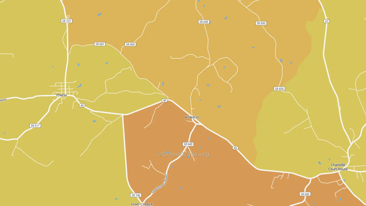 Womacks, VA Map of Vandalism Rates
