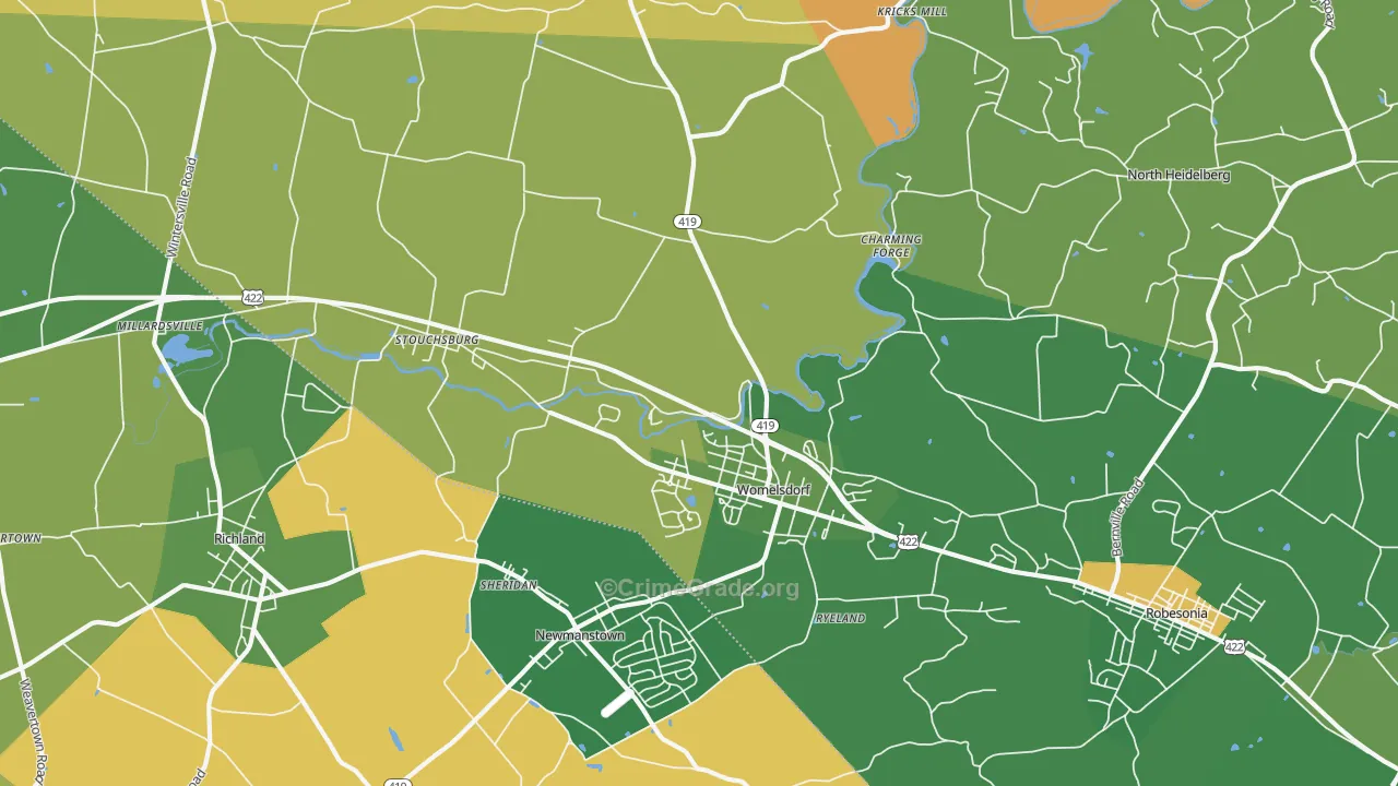 Womelsdorf, PA Map of Vandalism Rates