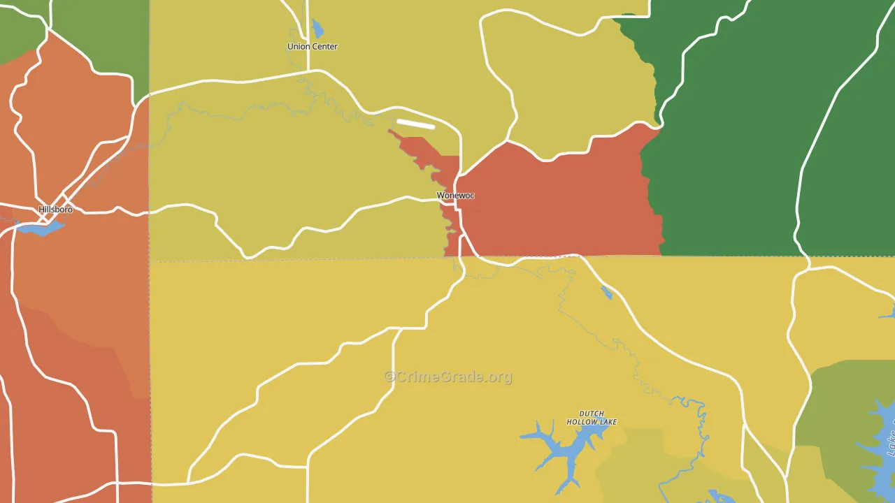 Wonewoc, WI Map of Vandalism Rates