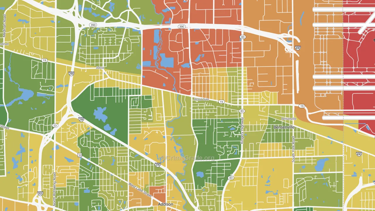 Wood Dale, IL Map of Vandalism Rates