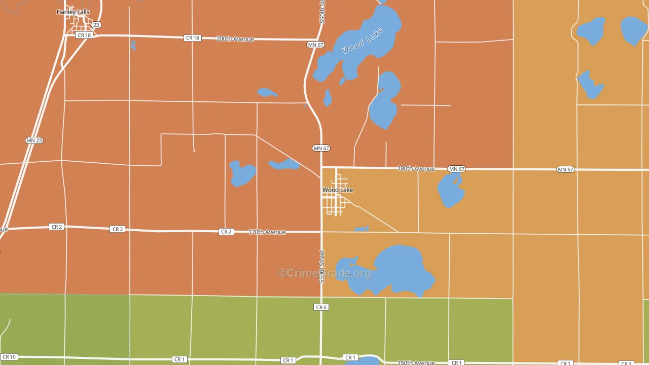 Wood Lake, MN Map of Vandalism Rates