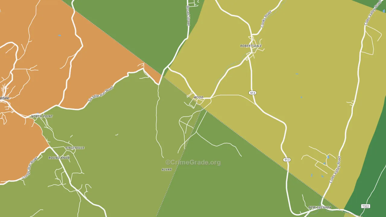 Wood, PA Map of Vandalism Rates