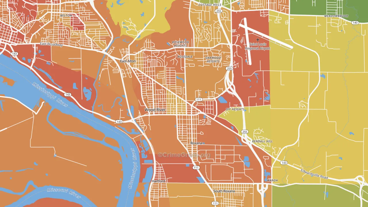 Wood River, IL Map of Vandalism Rates