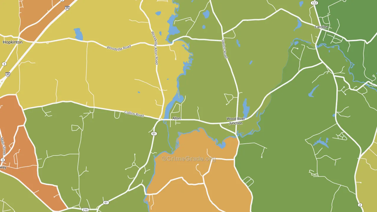Wood River Junction, RI Map of Vandalism Rates