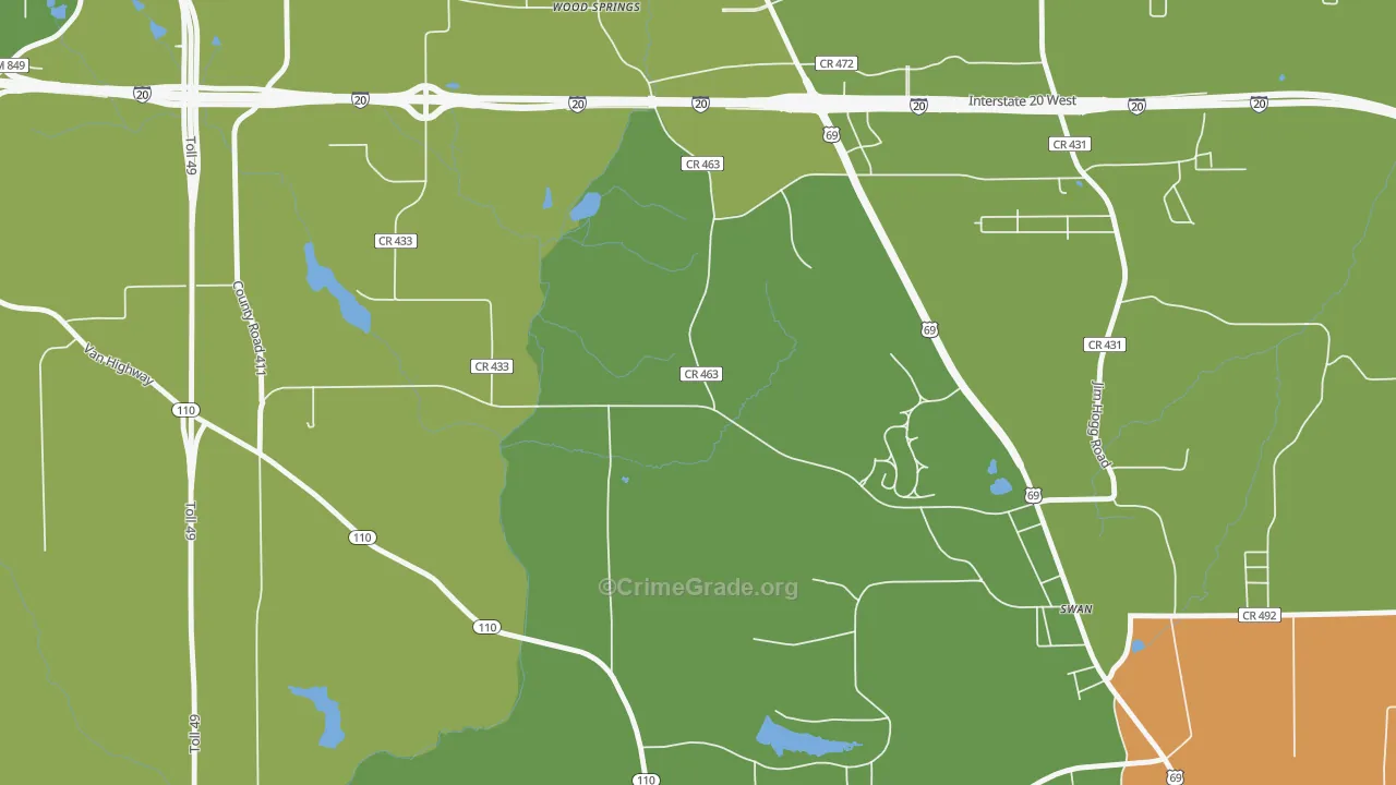 Wood Springs, TX Map of Vandalism Rates