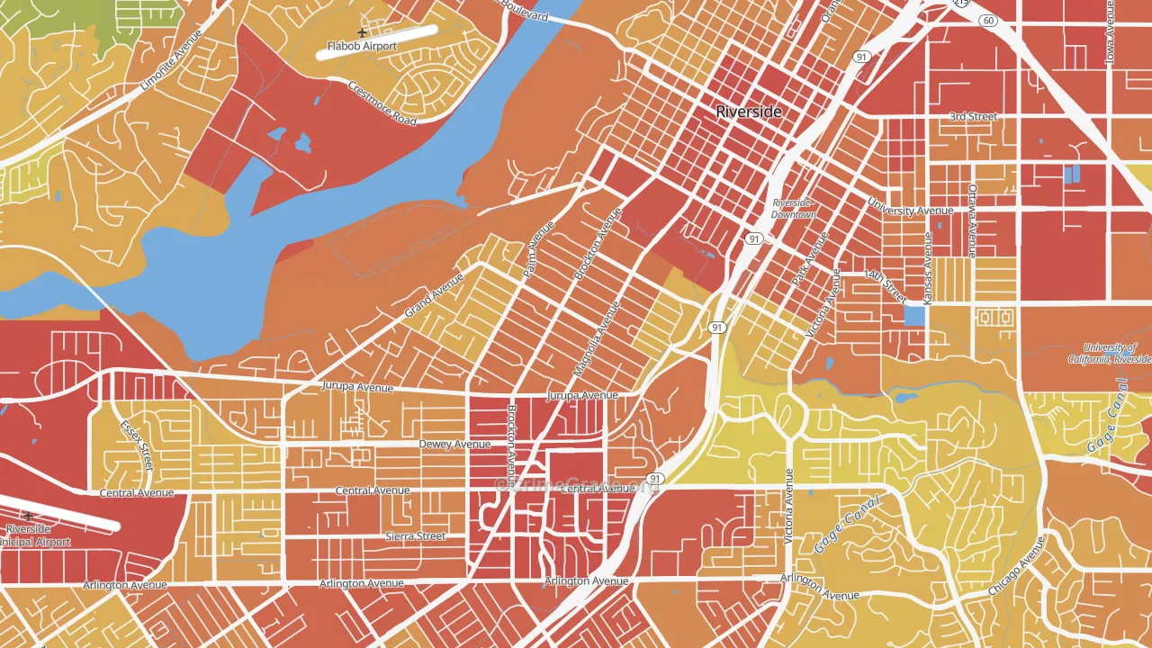 Wood Streets, Riverside, CA Map of Vandalism Rates